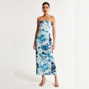 Abercrombie & Fitch Strapless Satin Maxi Dress